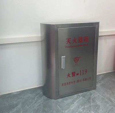 圆弧形灭火器箱 304不锈钢圆弧过渡 防磕碰安全