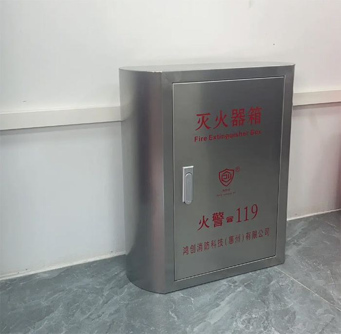 圆弧形灭火器箱 304不锈钢圆弧过渡 防磕碰安全